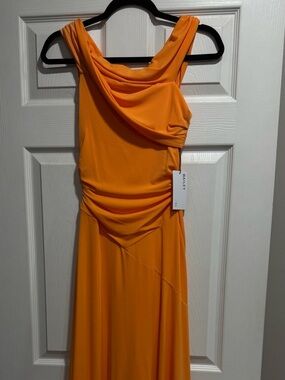 Bailey 44 Bright Orange Draped Cowl Maxi Dress